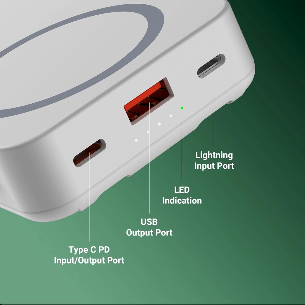 ZEBRONICS Power Bank 10000 mAh Magnetic Output with Type C & Lightning Cable (EnergiSafe 10R2) view 5